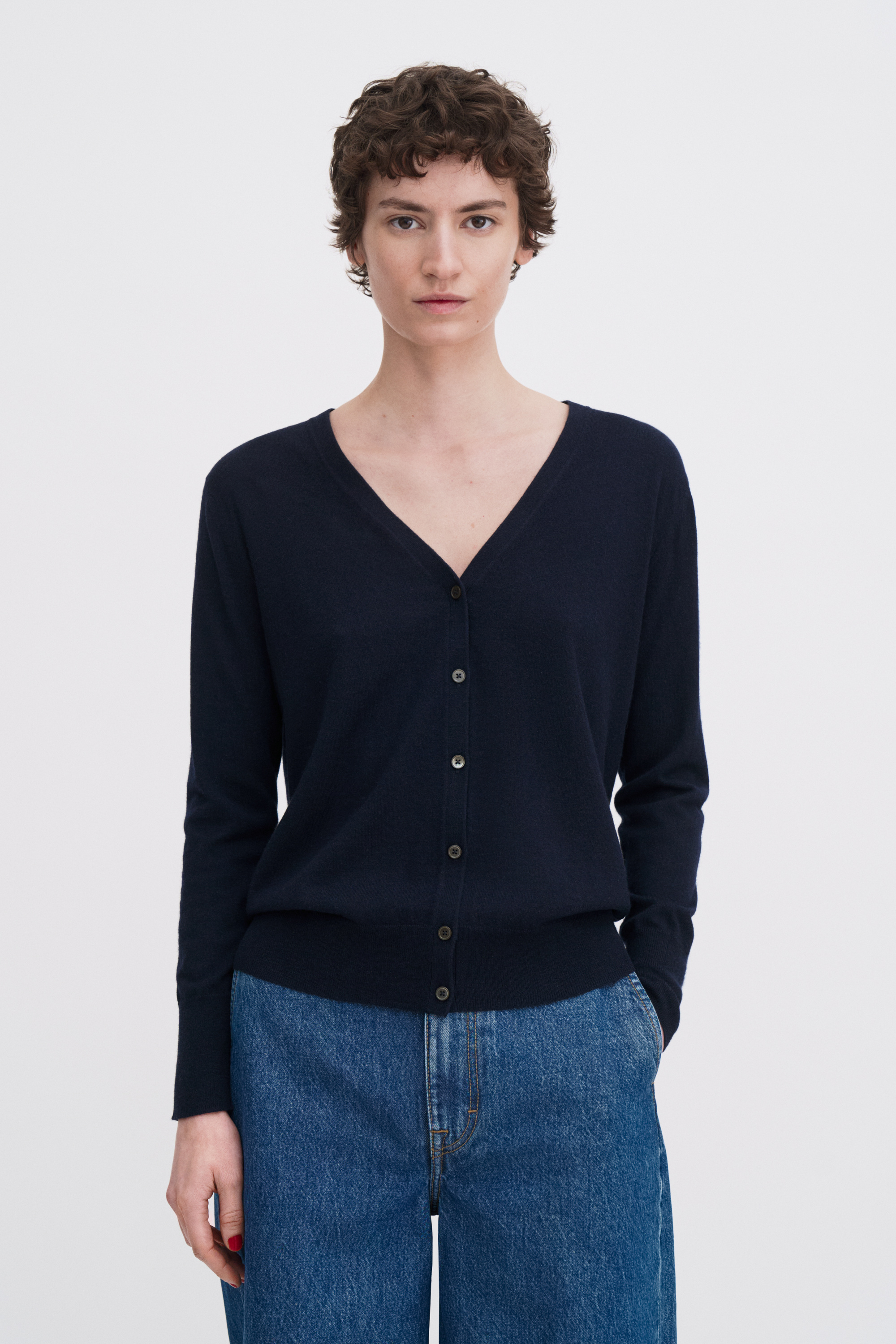 Filippa K Silk Mix V-neck Cardigan In Blue